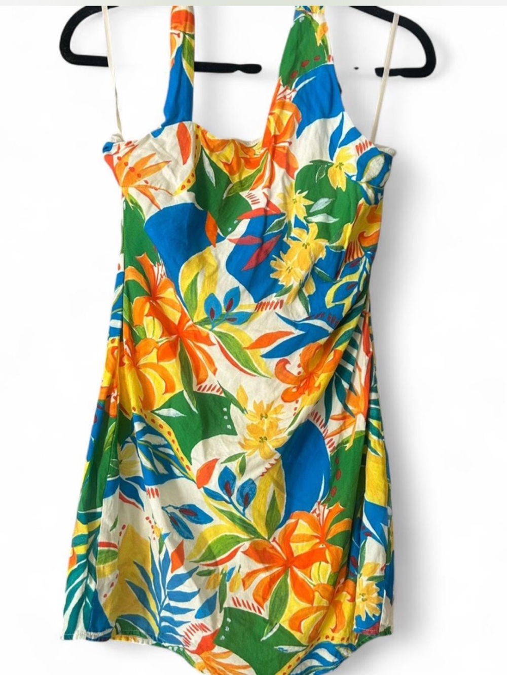 Rnwy 100% cotton asymmetrical strapped dress